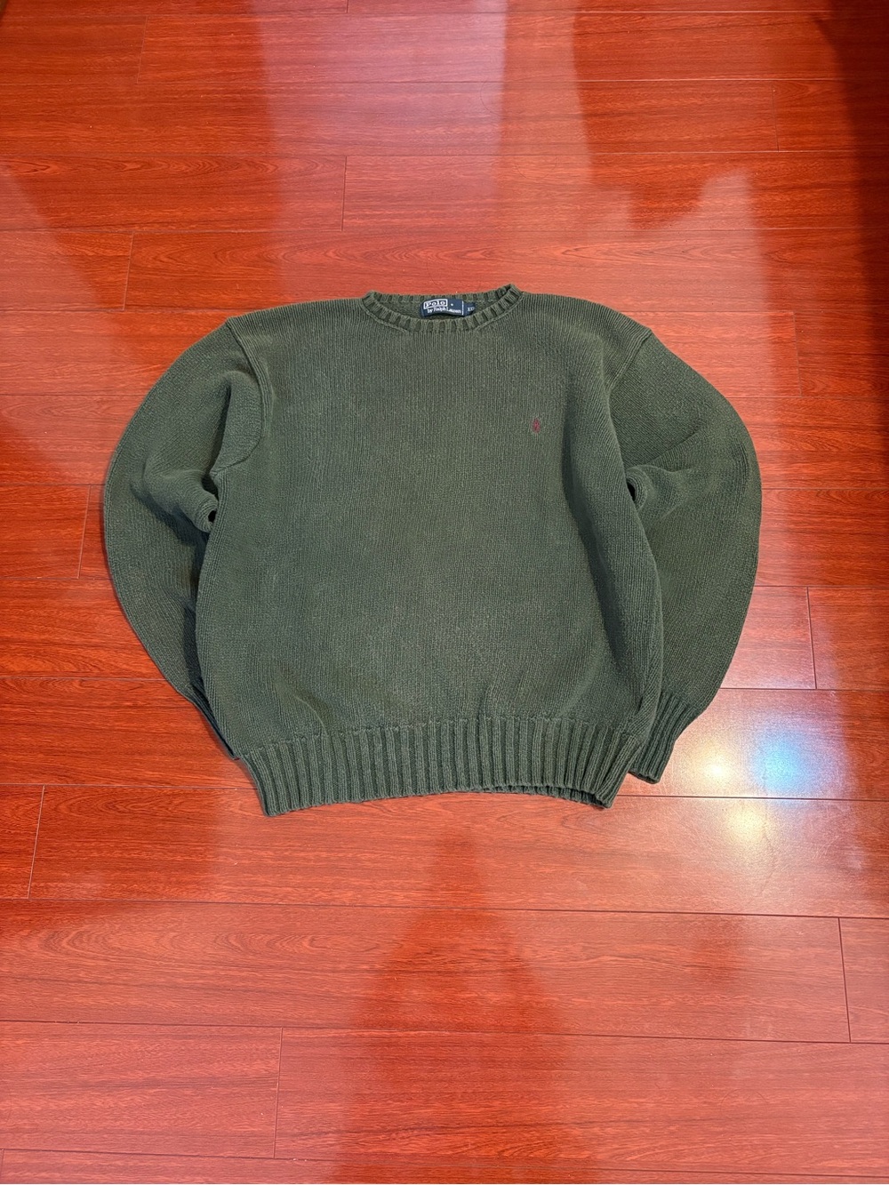 Vintage Men’s Polo Ralph Lauren Heavyweight Green Knit Crewneck Size XL